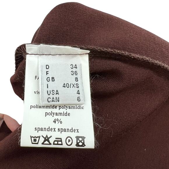 Ottod'Ame Cocoa Sheath Dress Pencil V-Neck Short Sleeve Brown Size US 4 - Picture 14 of 16